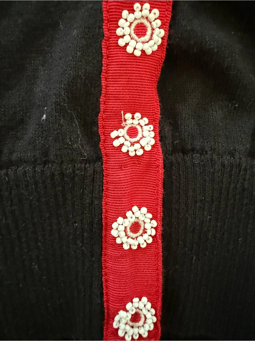 ANTHROPOLOGIE Guinevere Cashmere Beaded Lace Applique Cardigan Sweater Vintage